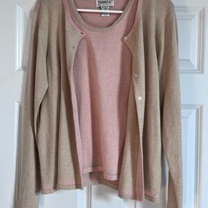 Tribeca Studio 2 Piece Cardigan/ Tank Set 84% Silk 15% Rabbit Hair M